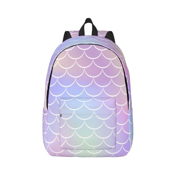 Naloa Fish Scale1 Canvas Backpack for Men Women Rucksack Casual Travel Daypack College Tote Satchel Bookbag for Teens-Small