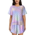 thumbnail image 1 of Naloa Fish Scale1 Women's Short-Sleeved Pajama Set, Loungewear, Summer pajamas, Breathable Cozy - Medium, 1 of 9