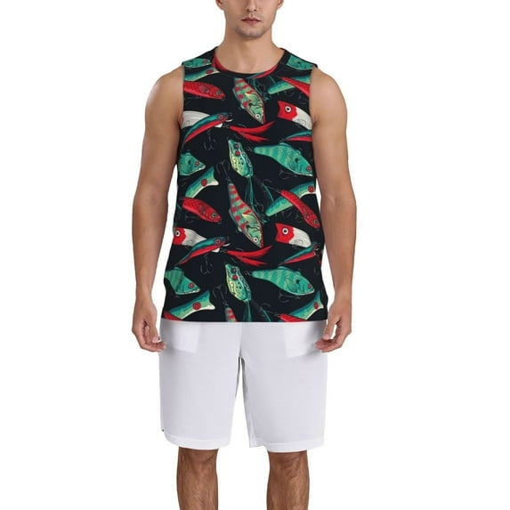 Naloa Fishing Lure Basketball Jersey Reversible Men's Mesh Athletic Sports Shirts Training Practice S-4XLX-Large