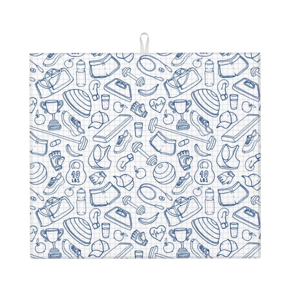 Naloa Fitness Guru Dish Drying Mat for Kitchen Counter, Heat Resistant Drainer Mats, Absorbent Draining Mat,Dish Rack Pad,16"x18"