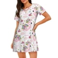 thumbnail image 1 of Naloa Flamingo And Flowers Print Women Nightgowns,Womens Loungewear,Short Sleeve Sleepwear,Comfy Ladies Nightdress, 1 of 6