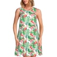thumbnail image 1 of Naloa Flamingo And Monstera Print Women's Summer Spring Casual Beach Sundress,Vacation Sleeveless Tank Crewneck Loose Dresses, 1 of 7