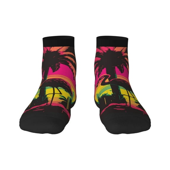 Naloa Flamingo And Palm Trees At Sunset Ankle Socks for Women Non Slip Socks No Show Socks Classic Low Cut Casual Socks Casual Socks