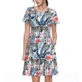 thumbnail image 1 of Naloa Flamingo And Zebra Print Womens Summer A-Line Dress with Pockets,Short Sleeve Dresses,Flowy Beach Swing Dress for Vacation Travel, 1 of 6