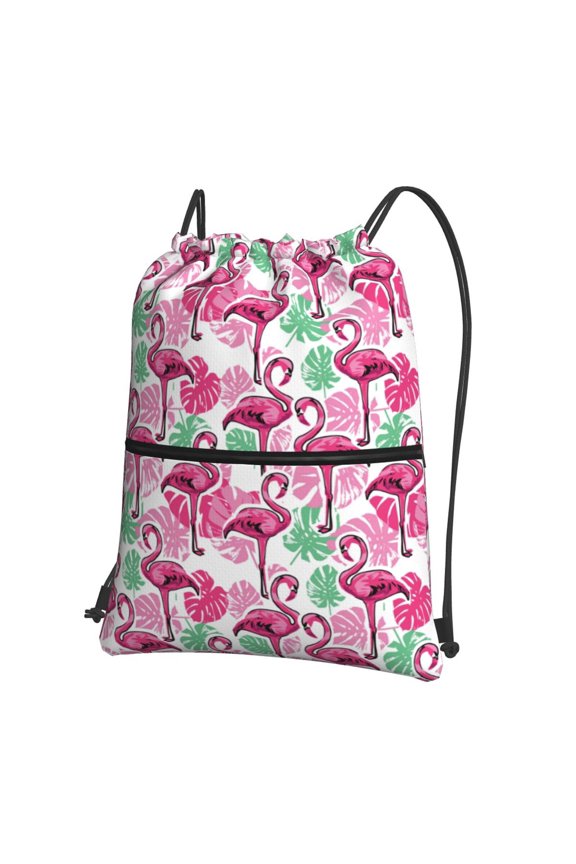 Flamingo Drawstring Backpack String Bag Cinch Water Resistant for Gym Shopping Sport Yoga