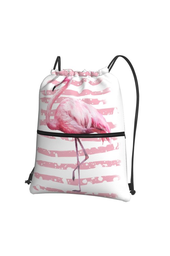 Flamingo Drawstring Backpack String Bag Cinch Water Resistant for Gym Shopping Sport Yoga
