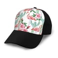 thumbnail image 1 of Naloa Flamingo Flower Adult adjustable Print Baseball Hat, Patchwork curved brim baseball capfor Men and Women, One Size, 1 of 5