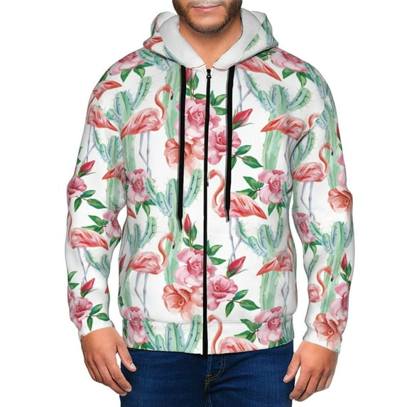 Naloa Flamingo Flower Men’s Hoodies, Zip up Hoodie, Sweatshirts,Hoodies for Men Sizes S-3XL-3X-Large
