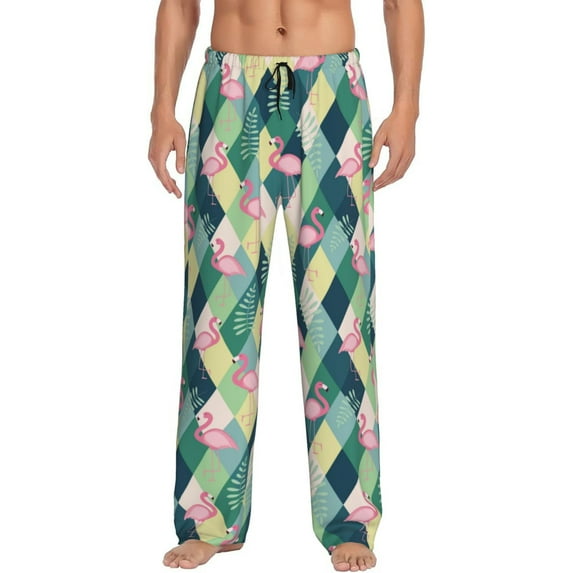 Naloa Flamingo Pajama Pants Men, PJ Bottoms, Sleep & Lounge Pants-X-Large