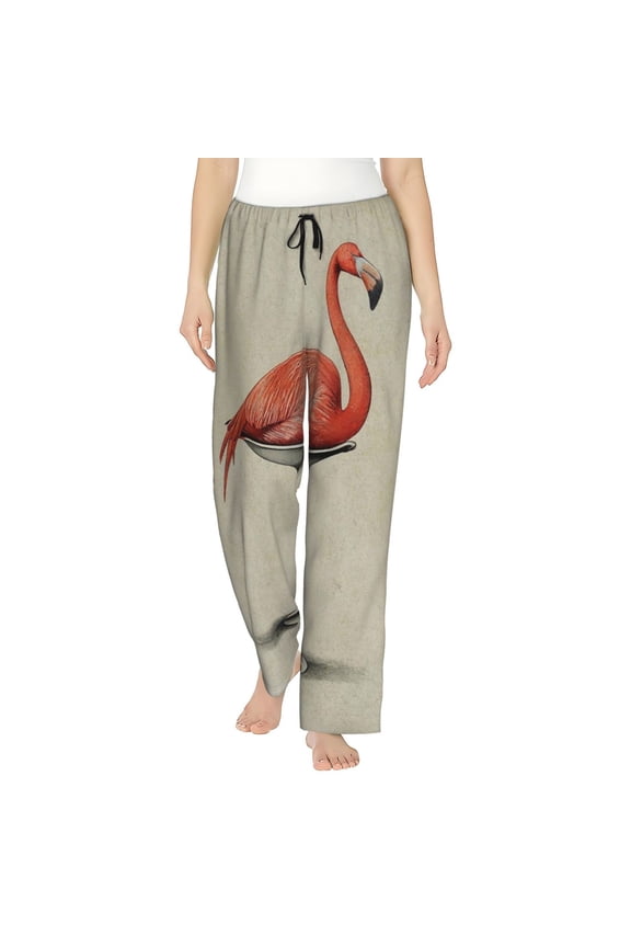 Flamingo Sitting On Chair Pajamas Pants for Women, Lounge for Women,Women’s Pajama Lounge Pants-Medium