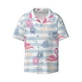 thumbnail image 1 of Naloa Flamingo and Pineapple Men's Loose Fit Cuban Collar Short-Sleeve Shirt with Button-down and Chest Pocket for Everyday Wear Outings - Small, 1 of 7