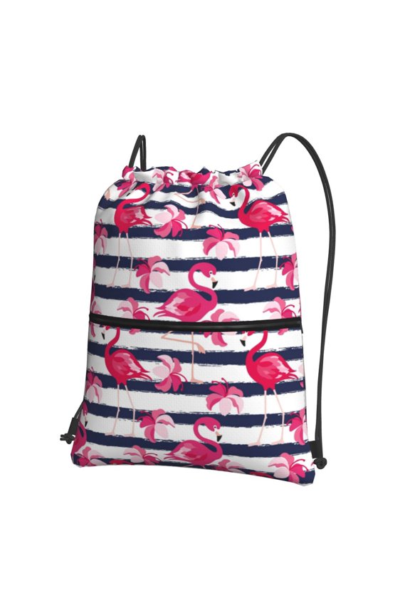 Flamingos Drawstring Backpack String Bag Cinch Water Resistant for Gym Shopping Sport Yoga
