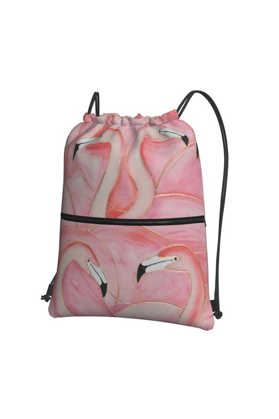 Flamingos Drawstring Backpack String Bag Cinch Water Resistant for Gym Shopping Sport Yoga