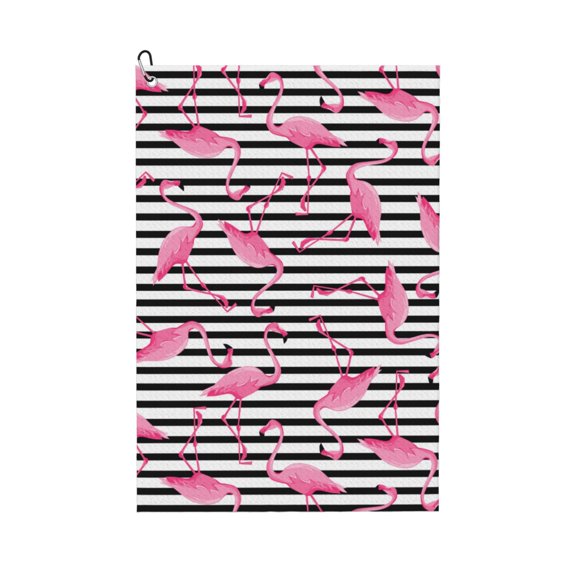 Naloa Flamingos Golf Towel Golf Gift for Men and Women Golf Towel with Carabiner Clip to Quickly Remove Mud, Dirt and Sweat