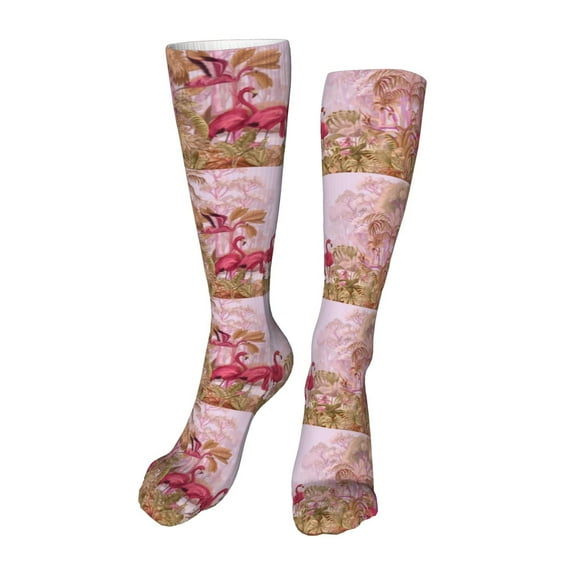 Naloa Flamingos In The Tropical Forest High Stockings Women Thigh High Stockings Over Knee Long Stockings-One Size