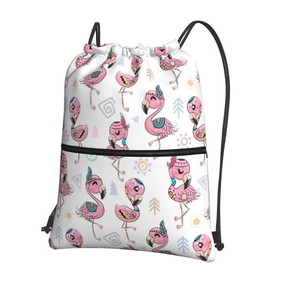 Naloa Flamingos Tribal Drawstring Backpack String Bag Cinch Water Resistant for Gym Shopping Sport Yoga