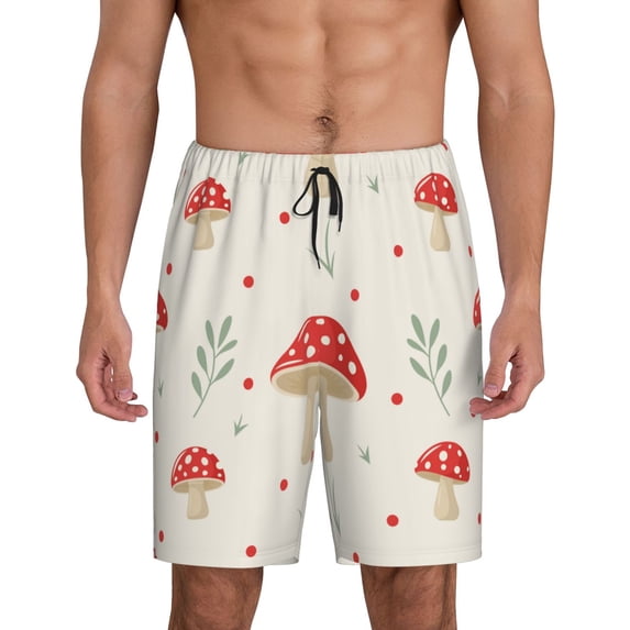 Naloa Flat Mushrooms Men's Short Pajama Pants, Lounge Comfort Shorts with Elasticized Waistband and Side Pockets - 4X-Large
