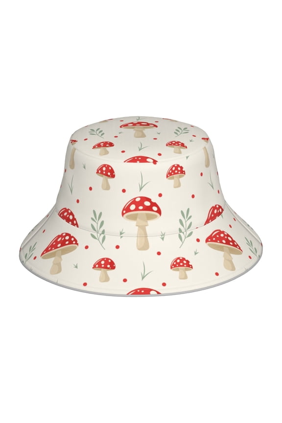 Flat Mushrooms Reflective Double-Sided Bucket Hat, Sun Hat, Soft and Breathable for Gardening, Beaching, Camping, Hiking, Fishing