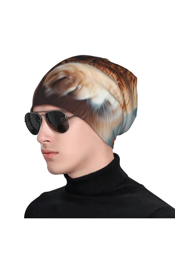 Floating Cat And Donuts Soft Beanie Hat, Knit Beanie Daily Beanie in Fine Knit for Women Men Winter Travel, Outdoor