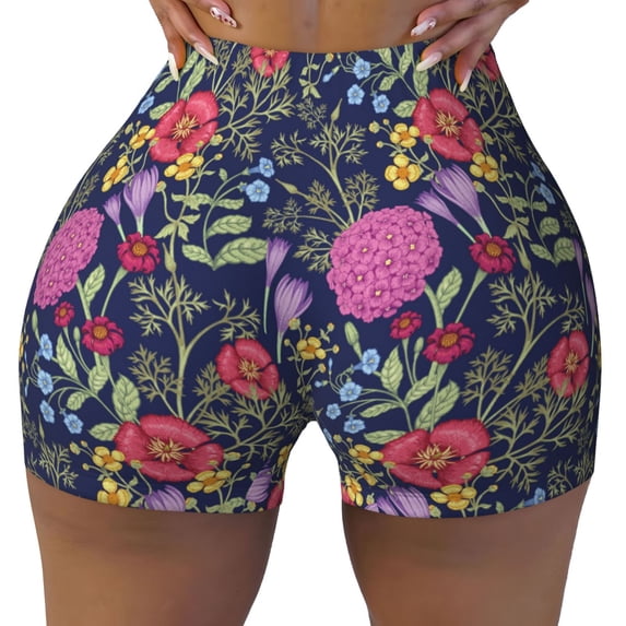 Naloa Floral Biker Shorts for Women Seamless Scrunch Short Women’s Yoga Shorts for Gym Running Sport Shorts - Small