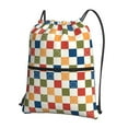 thumbnail image 1 of Naloa Floral Checkerboard Drawstring Backpack String Bag Cinch Water Resistant for Gym Shopping Sport Yoga, 1 of 6