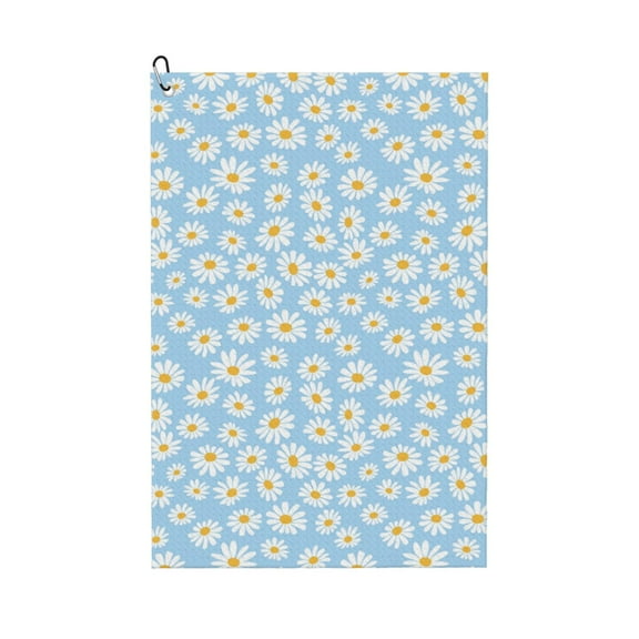 Naloa Floral Daisy Golf Towel Golf Gift for Men and Women Golf Towel with Carabiner Clip to Quickly Remove Mud, Dirt and Sweat