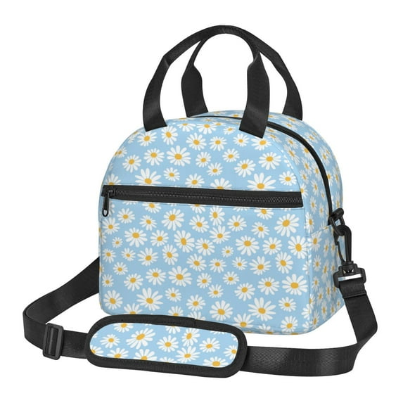 Naloa Floral Daisy Print Lunch Bag for Women & Men Insulated Lunch Box or Cooler Lunch Tote Bags for Work, Travel, Outdoor