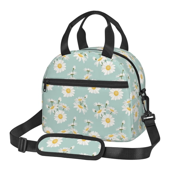 Naloa Floral Daisy Print Lunch Bag for Women & Men Insulated Lunch Box or Cooler Lunch Tote Bags for Work, Travel, Outdoor