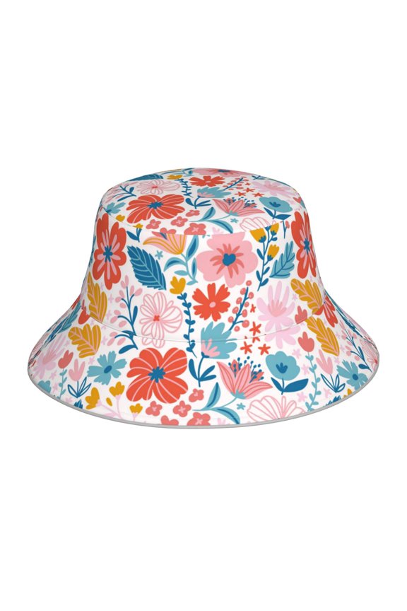 Floral Ditsy Reflective Double-Sided Bucket Hat, Sun Hat, Soft and Breathable for Gardening, Beaching, Camping, Hiking, Fishing