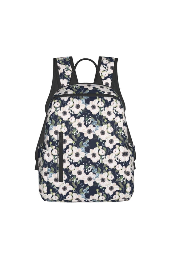 Floral Flowers Blue Print Lightweight DayBackpack Suitable for school, work, shopping, travel, etc.