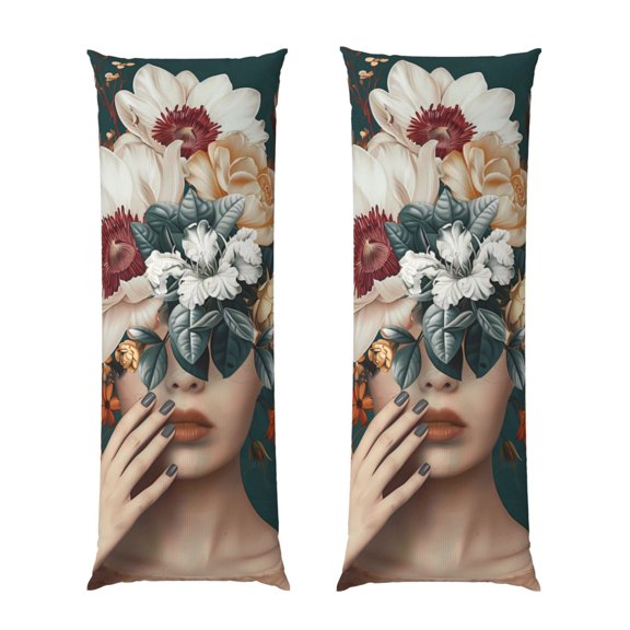 Naloa Floral Head Dreamscape Body Pillow Cover, Pillowcases with Hidden Zipper Breathable Long Pillow Case (Pillows are not included,20x54 inch)