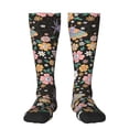 thumbnail image 1 of Naloa Floral Insects Thigh High Socks Extra Long Stretchy Sock Women Over Knee High Opaque Stocking Daily Wear, 1 of 6