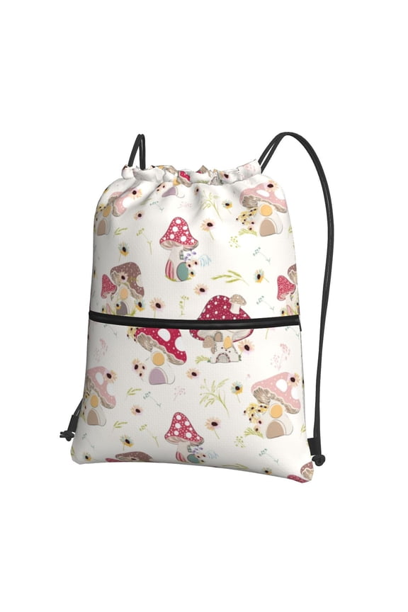 Floral Mushroom Drawstring Backpack String Bag Cinch Water Resistant for Gym Shopping Sport Yoga
