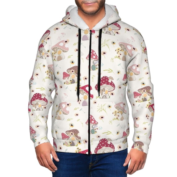 Naloa Floral Mushroom Men’s Hoodies, Zip up Hoodie, Sweatshirts,Hoodies for Men Sizes S-3XL-Small