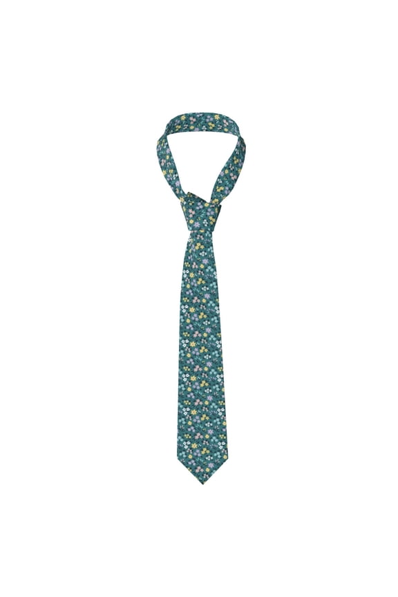 Floral Print Solid Color Tie Formal Necktie for MenSuitable for business, daily life, work