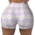 thumbnail image 1 of Naloa Floral Purple Buffalo Plaid Biker Shorts for Women Seamless Scrunch Short Women’s Yoga Shorts for Gym Running Sport Shorts - Medium, 1 of 9