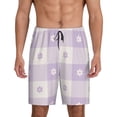 thumbnail image 1 of Naloa Floral Purple Buffalo Plaid Men's Short Pajama Pants, Lounge Comfort Shorts with Elasticized Waistband and Side Pockets - X-Large, 1 of 9