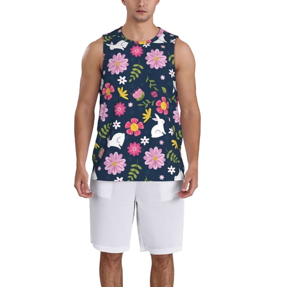 Naloa Floral Rabbit Basketball Jersey Reversible Men's Mesh Athletic Sports Shirts Training Practice S-4XLSmall
