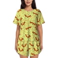 thumbnail image 1 of Naloa Floral Squirrel Women's Short-Sleeved Pajama Set, Loungewear, Summer pajamas, Breathable Cozy - 4X-Large, 1 of 9