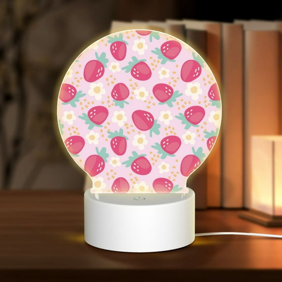 Naloa Floral Strawberr Acrylic LED Night Light Custom LED Lights Personalized Nightlight Customized Gifts for Family Couples Friends