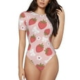 thumbnail image 1 of Naloa Floral Strawberr Women's Short-Sleeved Onesie, One-Piece Swimsuit for Parties, dates, clubs - Medium, 1 of 9