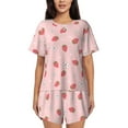 thumbnail image 1 of Naloa Floral Strawberr Women's Short-Sleeved Pajama Set, Loungewear, Summer pajamas, Breathable Cozy - 3X-Large, 1 of 9