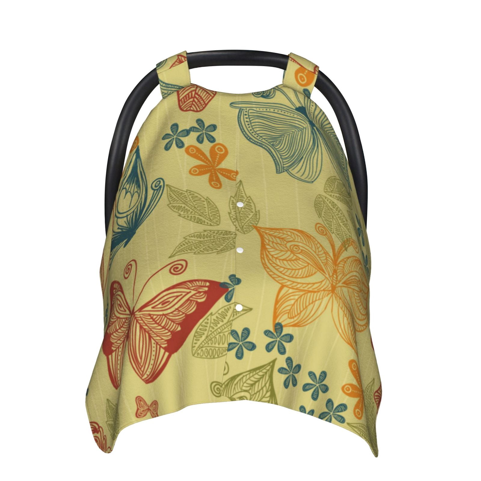 Naloa Floral with Butterflies Baby Car Seat Cover, Breathable Baby Carrier Cover, Multiuse Baby Carrier Cover & Nursing Breastfeeding Cover