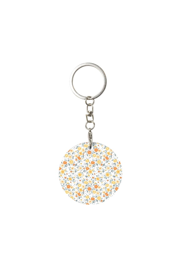 Floral1 Print Round Keychain Keychain Key Ring, Key Tag, Key Chain Bulk for Gift Accessories (Round)