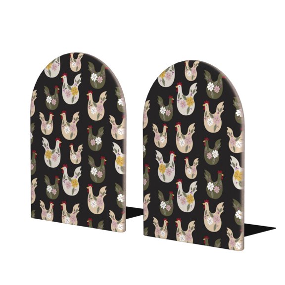 Naloa Flowe Rooster 2 Pcs Bookend Large Capacity Office Book Ends for Home Office Library School Study Decoration