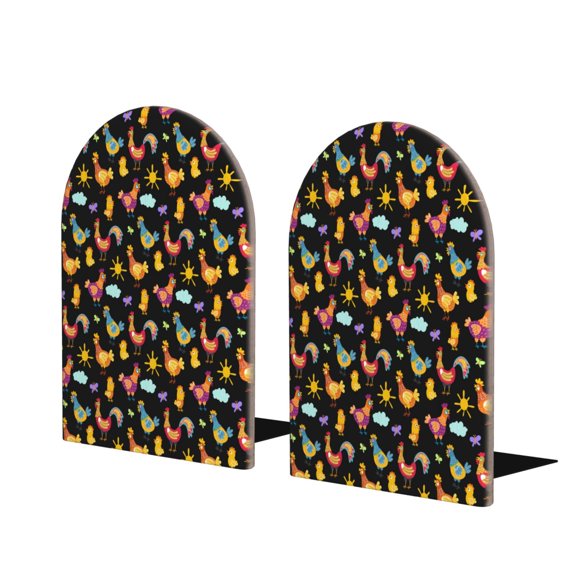 Naloa Flowe Rooster 2 Pcs Bookend Large Capacity Office Book Ends for Home Office Library School Study Decoration
