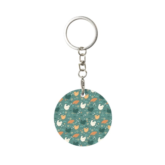 Naloa Flowe Rooster Print Round Keychain Keychain Key Ring, Key Tag, Key Chain Bulk for Gift Accessories (Round)