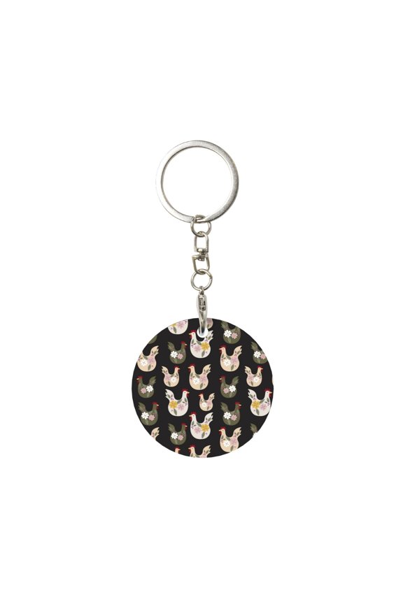 Flowe Rooster Print Round Keychain Keychain Key Ring, Key Tag, Key Chain Bulk for Gift Accessories (Round)