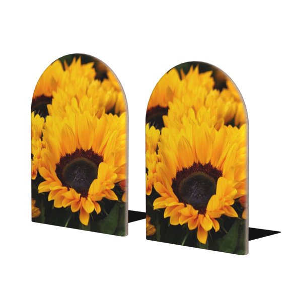Naloa Flower Bush Sunflower 2 Pcs Bookend Large Capacity Office Book Ends for Home Office Library School Study Decoration