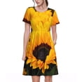 thumbnail image 1 of Naloa Flower Bush Sunflower Print Womens Summer A-Line Dress with Pockets,Short Sleeve Dresses,Flowy Beach Swing Dress for Vacation Travel, 1 of 6